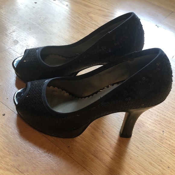 Madden Girl Sequin Open Toe Heels - Picture 2 of 7